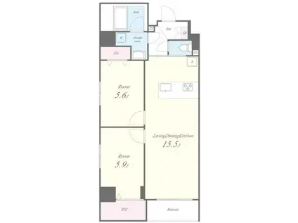 EAU・CLAIR 道灌山(2LDK/1階)の間取り写真