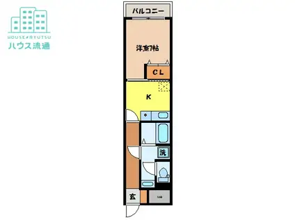 ドエル五島町(1K/11階)の間取り写真