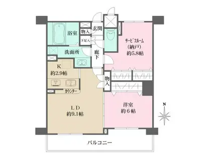 フローラルガーデン(1SLDK/5階)の間取り写真