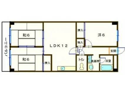 いしみマンション(3LDK/2階)の間取り写真