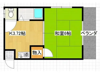 ビバリーコーポ(1K/2階)の間取り写真