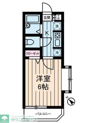 カディカワセIII(1K/2階)の間取り写真