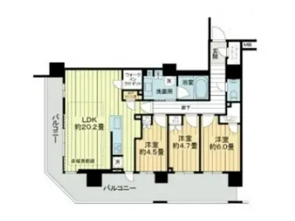 プラウドタワー武蔵浦和レジデンス(3SLDK/11階)の間取り写真