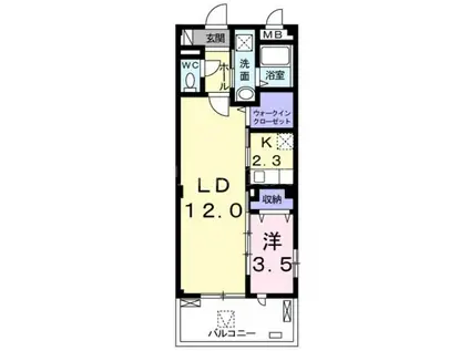 六ッ角ビル(1LDK/2階)の間取り写真