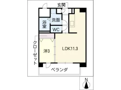 ドミールイシハタ(1LDK/4階)の間取り写真