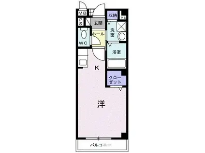リフティーI(ワンルーム/2階)の間取り写真