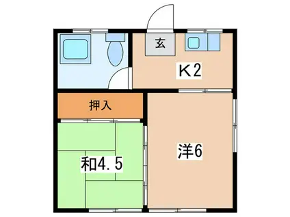 レインボーハイツ(2K/2階)の間取り写真