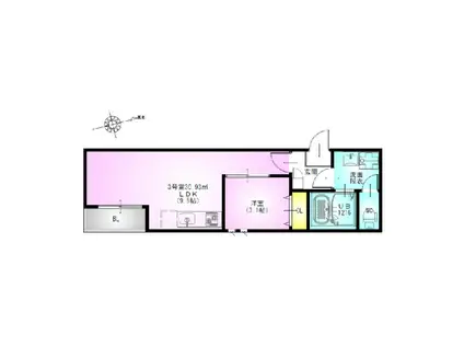 GRANDTIC 原木中山(1LDK/1階)の間取り写真