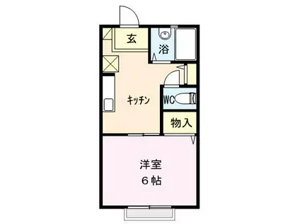 ウエストハイツA棟(1K/1階)の間取り写真