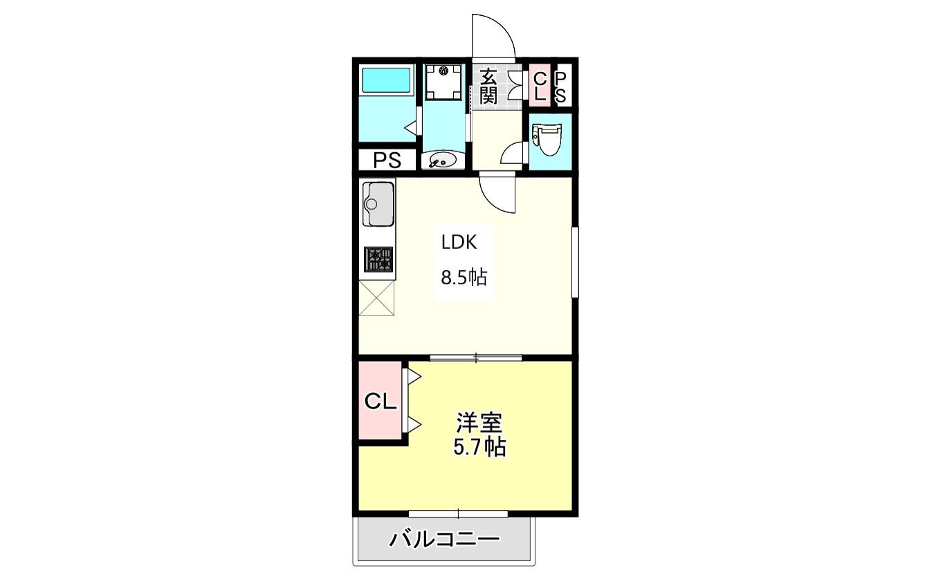 アート北巽(1LDK/2階)の間取り写真