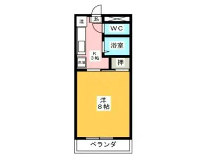 山王マンション 南棟(1K/1階)の間取り写真