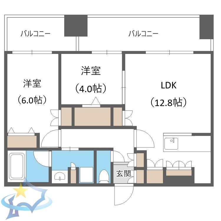 MJ SQUARE KOTONI(2LDK/4階)の間取り写真