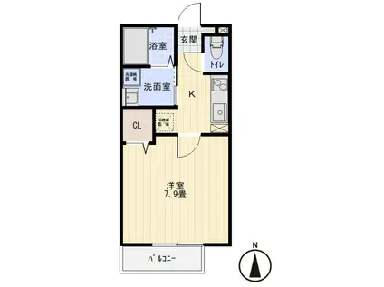 カンファ―(1K/1階)の間取り写真