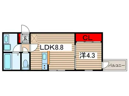 SIMODA大宮土呂(1LDK/3階)の間取り写真