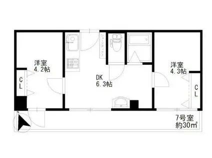 藤井ビル(2DK/3階)の間取り写真