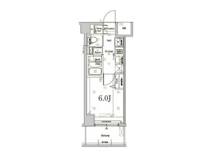 ログ横浜伊勢町(1K/3階)の間取り写真