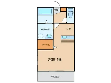 ヴェレーナ(1K/2階)の間取り写真