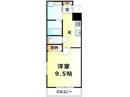 ノーブルハイム岡山(1K/2階)の間取り写真