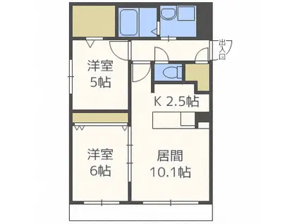 グランドサクセス琴似V(2LDK/2階)の間取り写真
