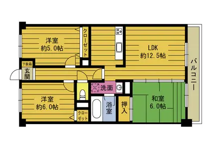 ヴューテラス・宙季(3LDK/1階)の間取り写真