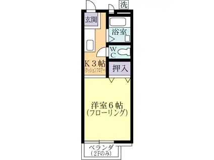 パストラルハイツ(1K/1階)の間取り写真