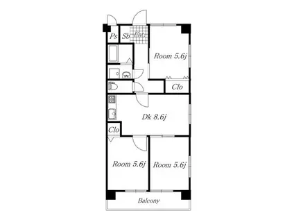 サンライズ江副(3DK/3階)の間取り写真