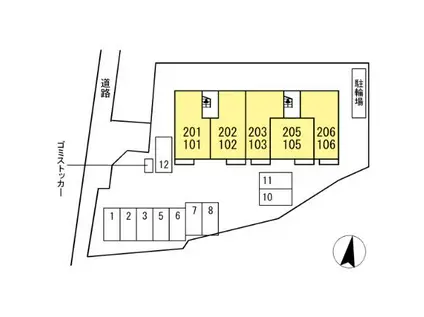 ヒルズ萩山(1LDK/1階)の間取り写真
