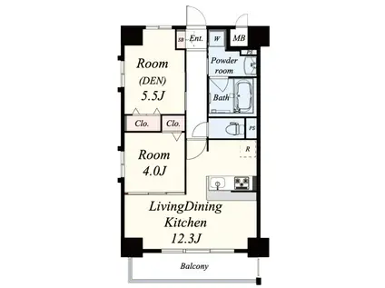 ヴィルヌーブエスケーエイチ(1SLDK/4階)の間取り写真