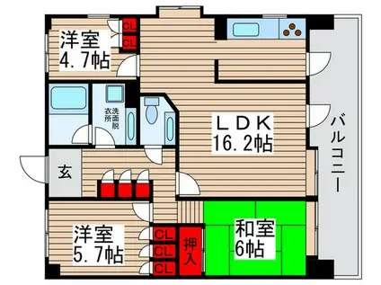 エスポワール八柱(3LDK/6階)の間取り写真