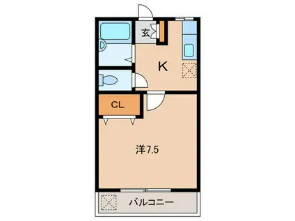 レオンハイム(1K/2階)の間取り写真