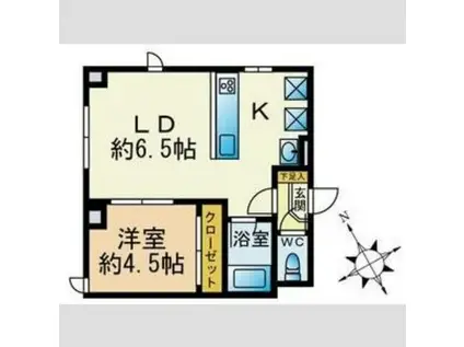 リバティーベル(1LDK/4階)の間取り写真