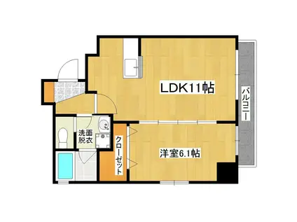 プランタン鴨池(1LDK/6階)の間取り写真