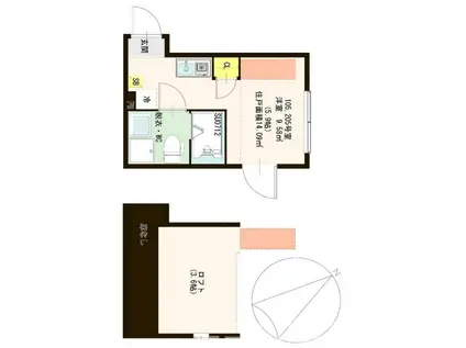 ボナール北千住(ワンルーム/2階)の間取り写真