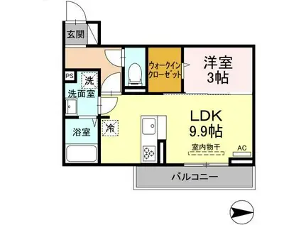 デア ベア一(1LDK/2階)の間取り写真