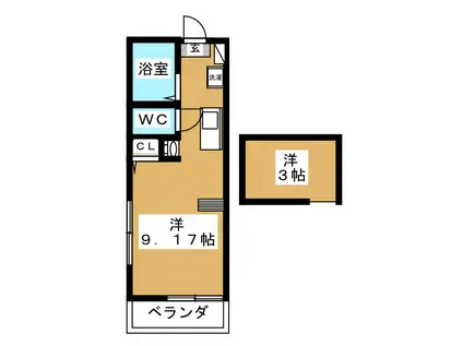 GATELAGOON矢部町(ワンルーム/2階)の間取り写真