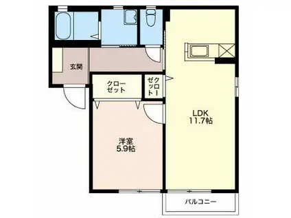 シャーメゾンシーマウス(1LDK/1階)の間取り写真