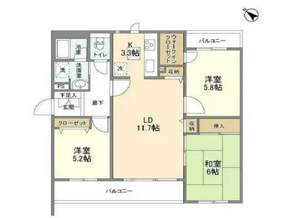 アイランドホームズ(3LDK/2階)の間取り写真