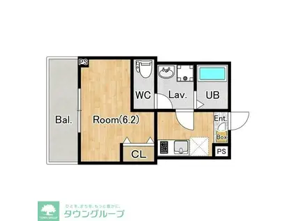 ジーメゾン前原(1K/3階)の間取り写真