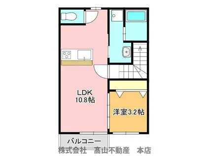 ラフォーレさつき九番館(1LDK/2階)の間取り写真