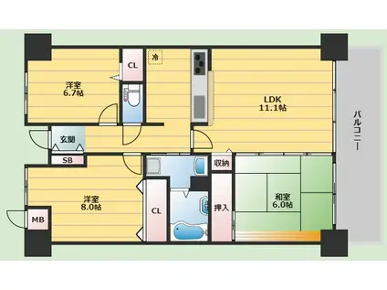 ロフティ少路(3LDK/5階)の間取り写真