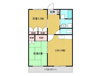 VESTA七日町(2LDK/3階)の間取り写真