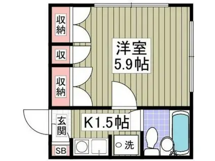ベルトピア新百合ヶ丘(1K/1階)の間取り写真