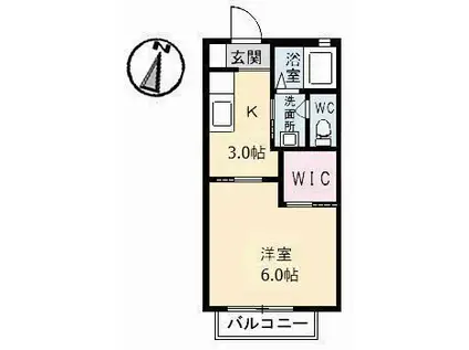 メゾンアメニティ槙原 B棟(1K/2階)の間取り写真