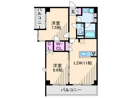プレサーブ大倉山(2LDK/6階)の間取り写真