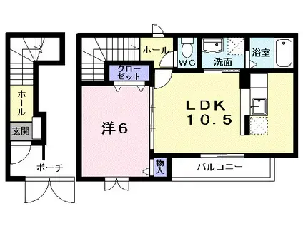 アン ソレイエ II(1LDK/2階)の間取り写真
