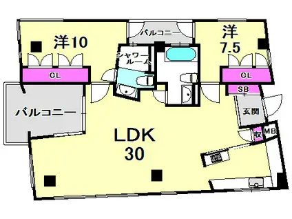 CRESCENT-T(2LDK/2階)の間取り写真