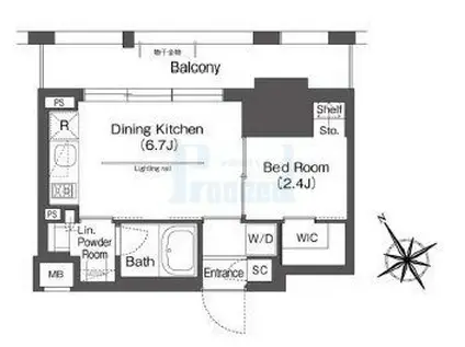 BLUROCK後楽園(1DK/3階)の間取り写真