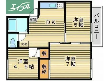 ラ・セーヌ白石(3DK/1階)の間取り写真