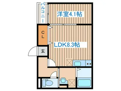 GRAN SERENITE榴ヶ岡(1LDK/2階)の間取り写真