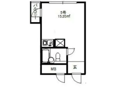 ウエスト-ONE II(ワンルーム/5階)の間取り写真